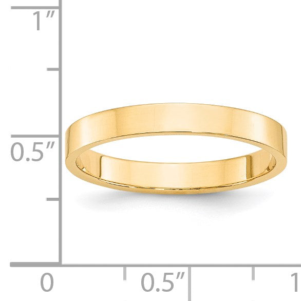 14K Gelbgold 3 mm leichter flacher Ehering