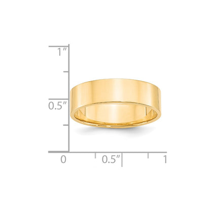 14K Gelbgold 6mm leichter flacher Ehering