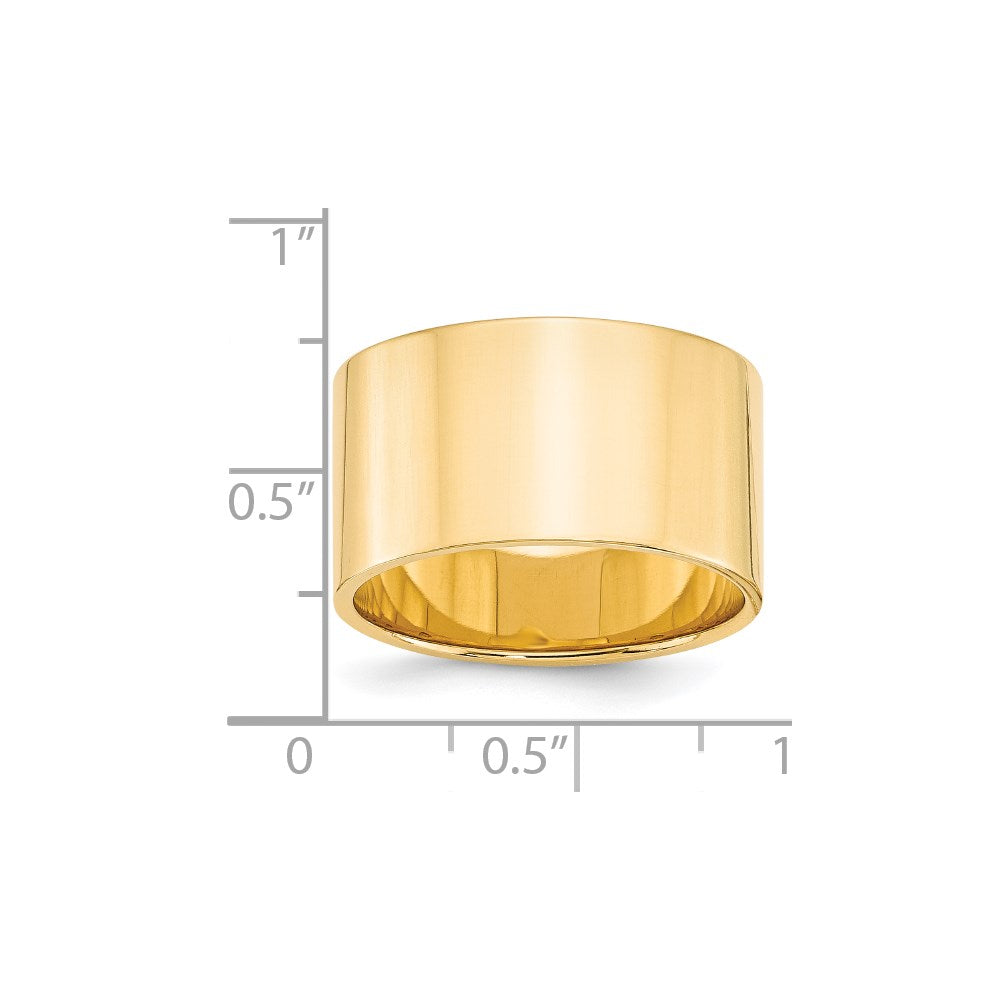 14K Gelbgold 12 mm leichter flacher Ehering