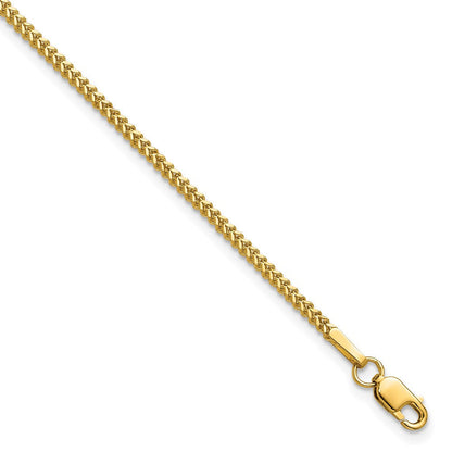 14K Gelbgold 1.3mm Franco mit Karabinerverschluss Gliederarmband