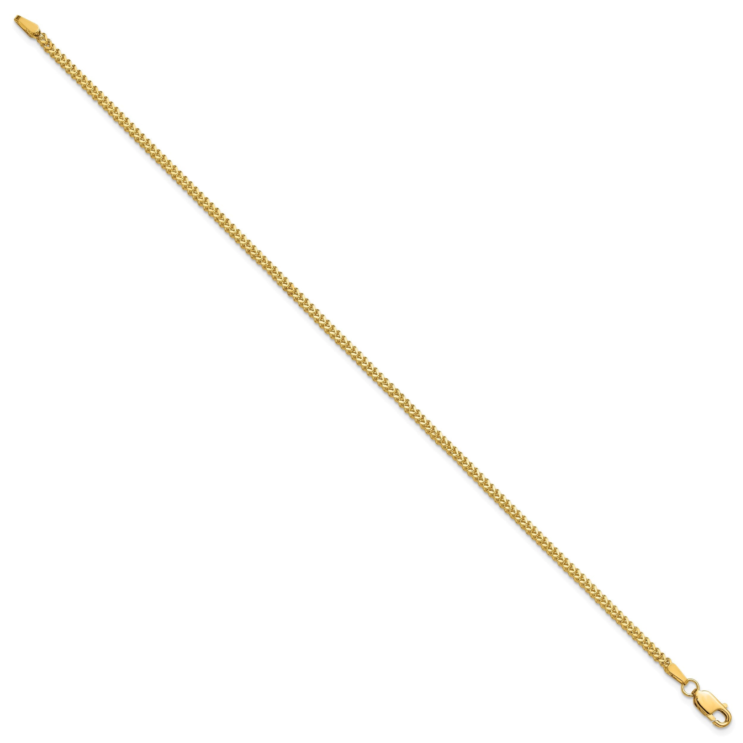14K Gelbgold 1.5mm Franco mit Karabinerverschluss Gliederarmband