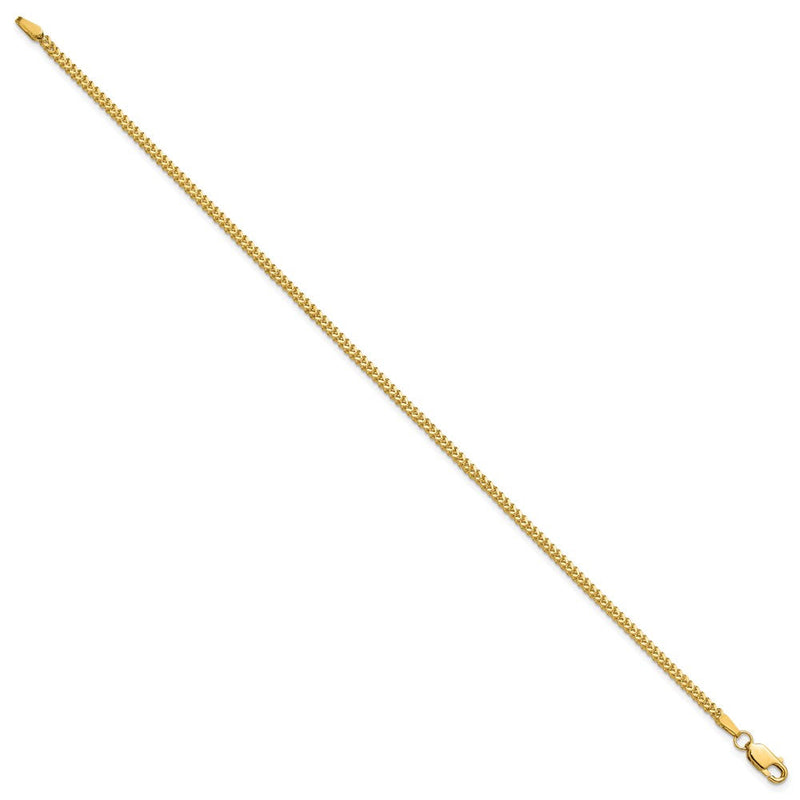 14K Gelbgold 1.5mm Franco mit Karabinerverschluss Gliederarmband