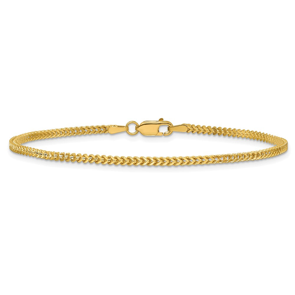 14K Gelbgold 1.5mm Franco mit Karabinerverschluss Gliederarmband