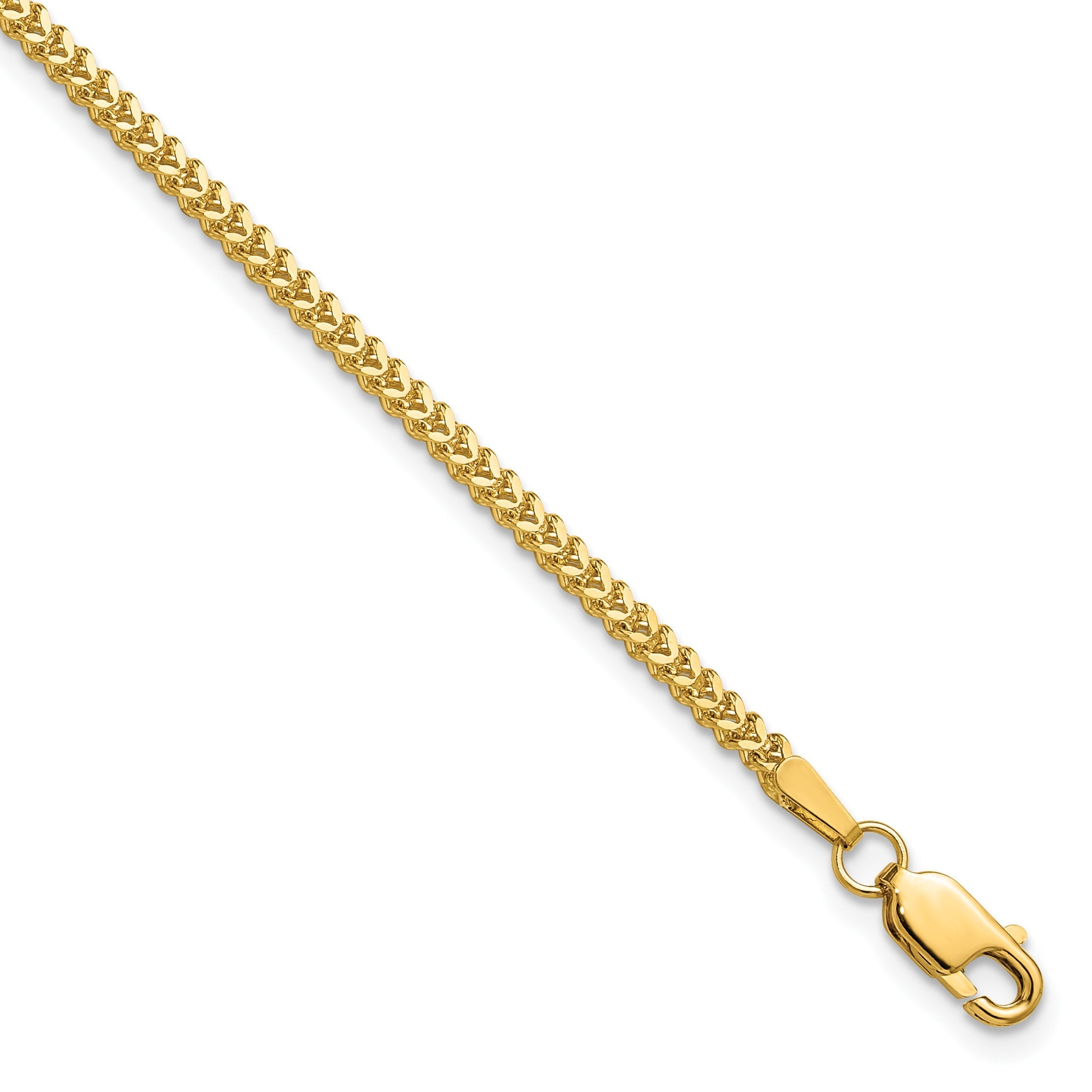 14K Gelbgold 1.5mm Franco mit Karabinerverschluss Gliederarmband