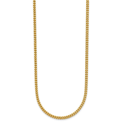 14K Gelbgold 2mm Franco mit Karabinerverschluss Halskette