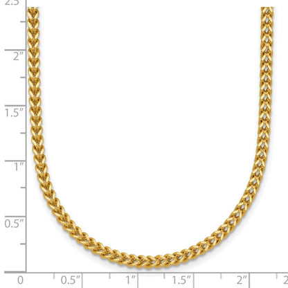 14K Gelbgold 2mm Franco mit Karabinerverschluss Halskette