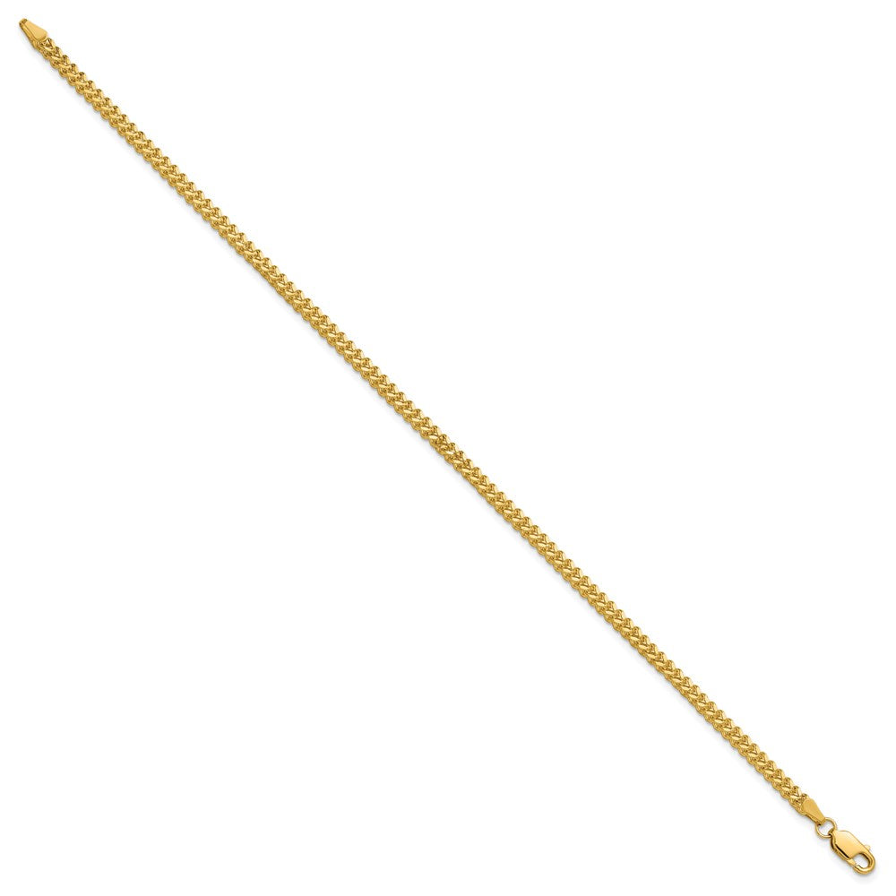 14K Gelbgold 2mm Franco mit Karabinerverschluss Gliederarmband