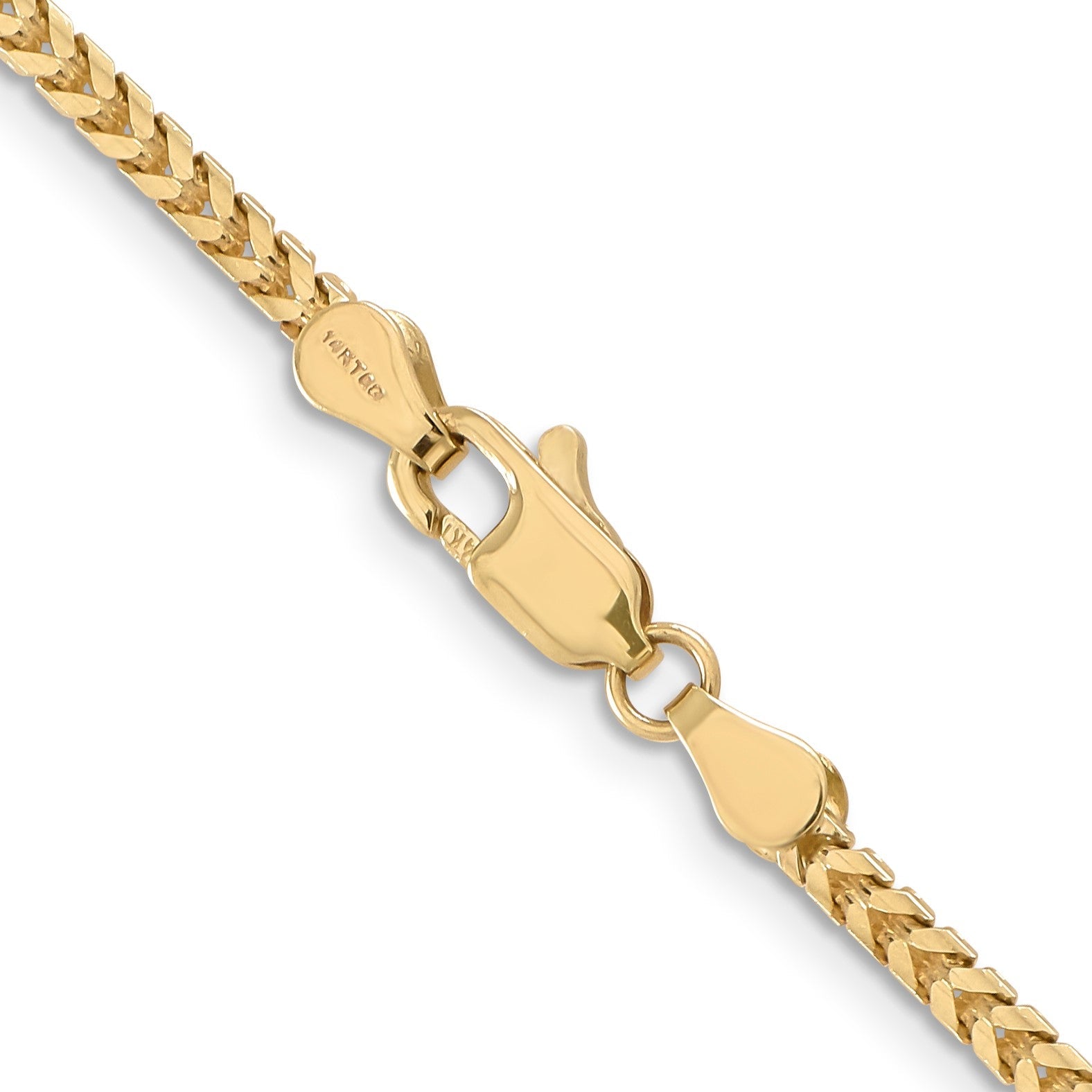 14K Gelbgold 2.5mm Franco mit Karabinerverschluss Halskette