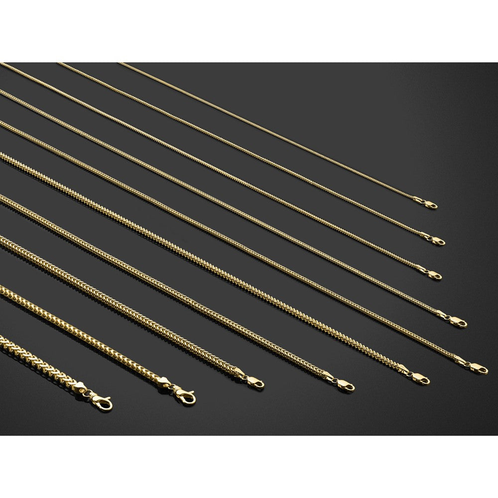 14K Gelbgold 3mm Franco mit Fantasie Karabinerverschluss Halskette