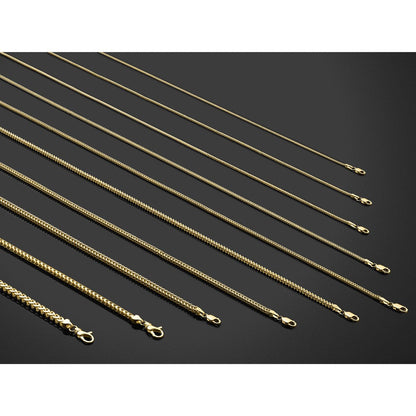 14K Gelbgold 3mm Franco mit Fantasie Karabinerverschluss Halskette
