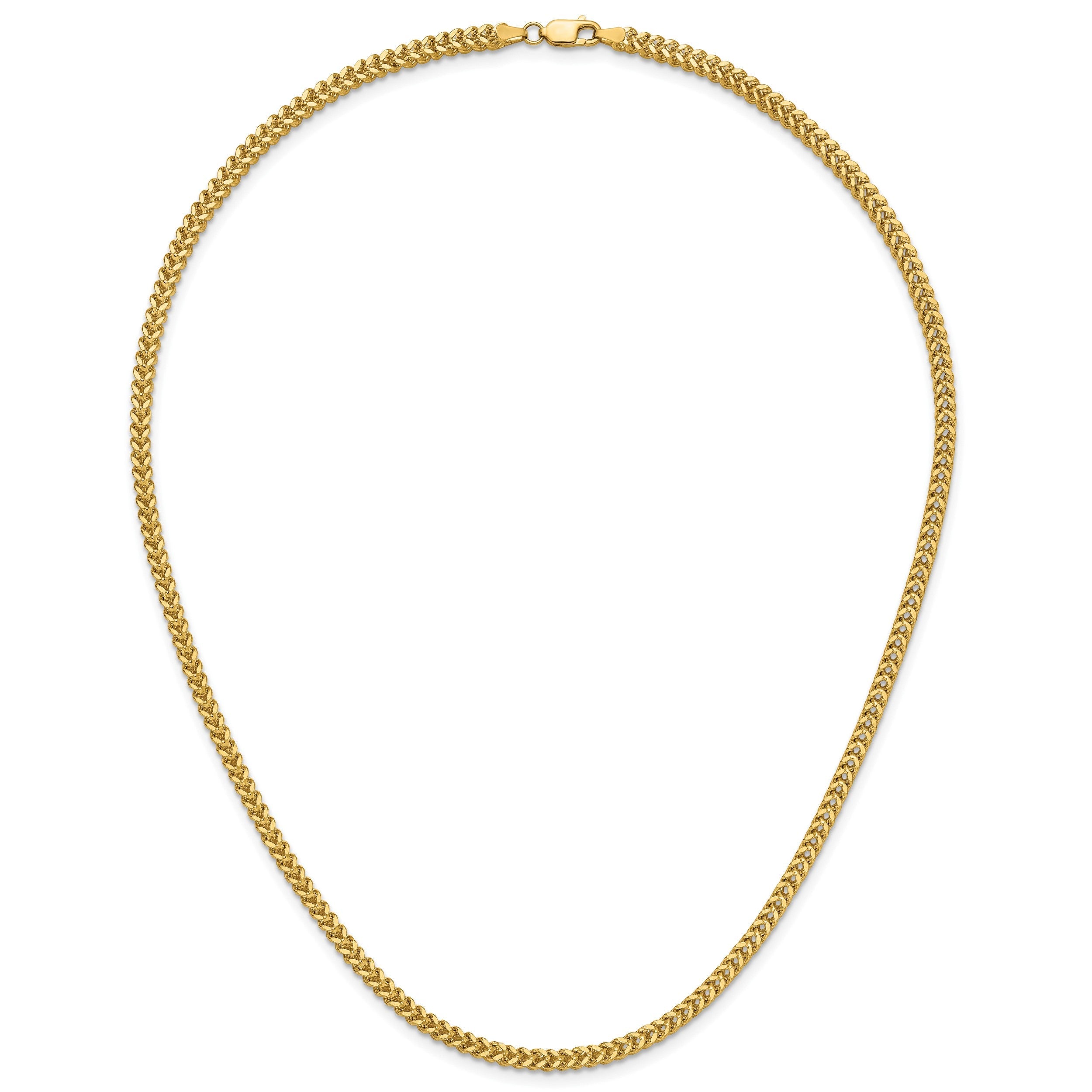 14K Gelbgold 2.5mm Franco mit Karabinerverschluss Halskette
