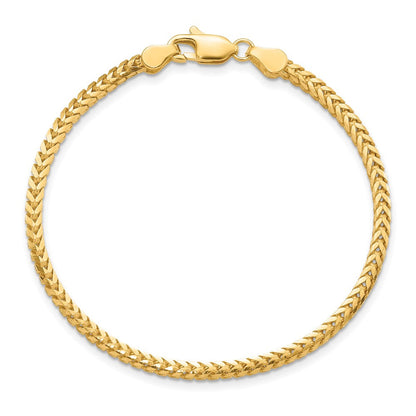 14K Gelbgold 2.5mm Franco mit Karabinerverschluss Gliederarmband