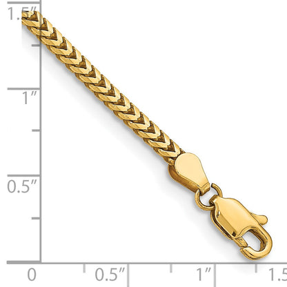 14K Gelbgold 2.5mm Franco mit Karabinerverschluss Gliederarmband
