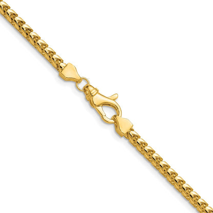 14K Gelbgold 3mm Franco mit Fantasie Karabinerverschluss Halskette