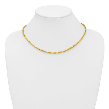 14K Gelbgold 3mm Franco mit Fantasie Karabinerverschluss Halskette
