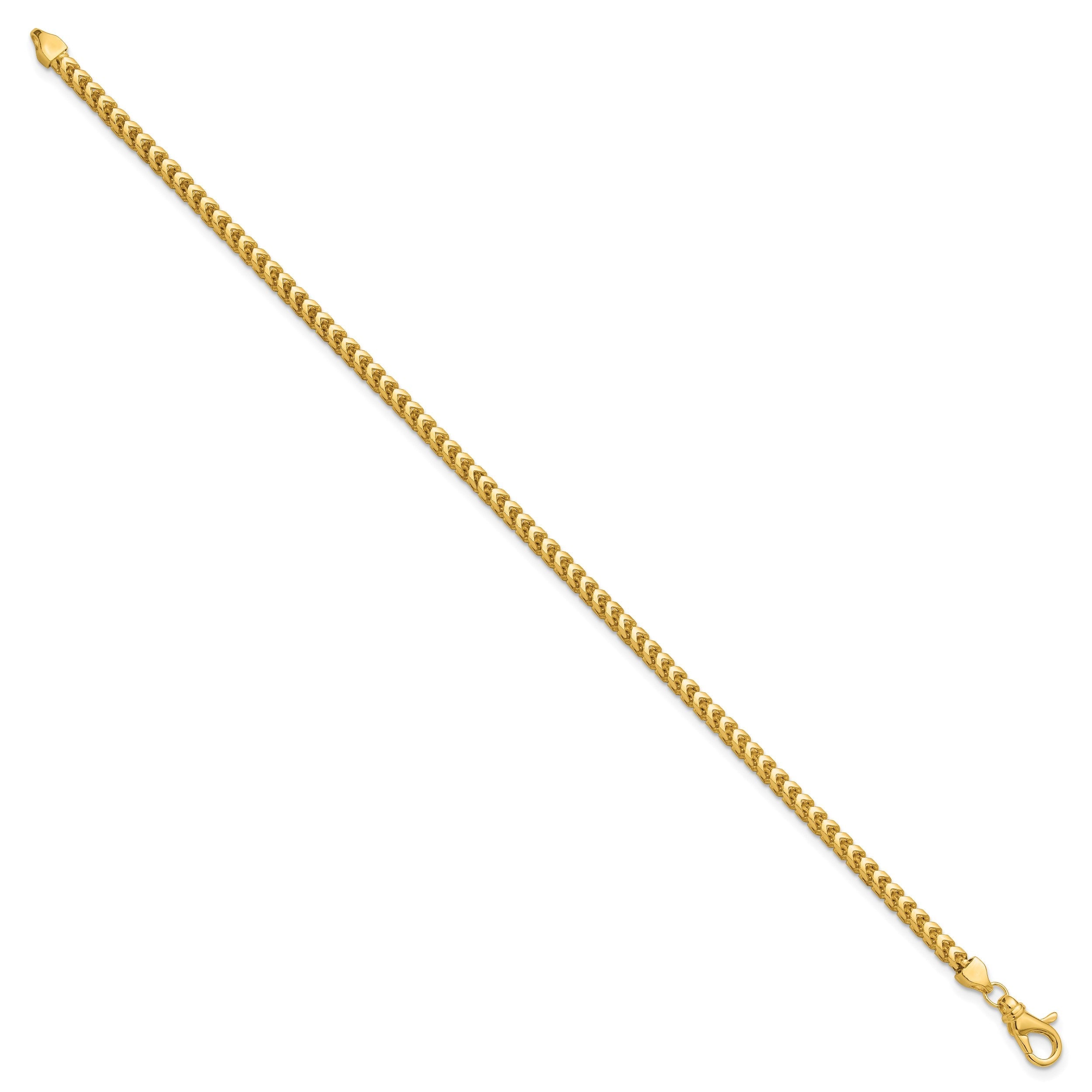 14K Gelbgold 3mm Franco mit Fantasie Karabinerverschluss Gliederarmband