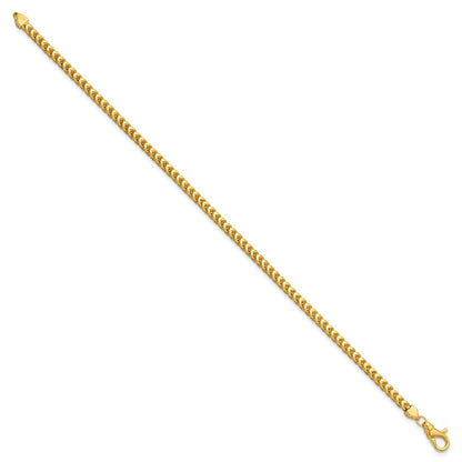 14K Gelbgold 3mm Franco mit Fantasie Karabinerverschluss Gliederarmband