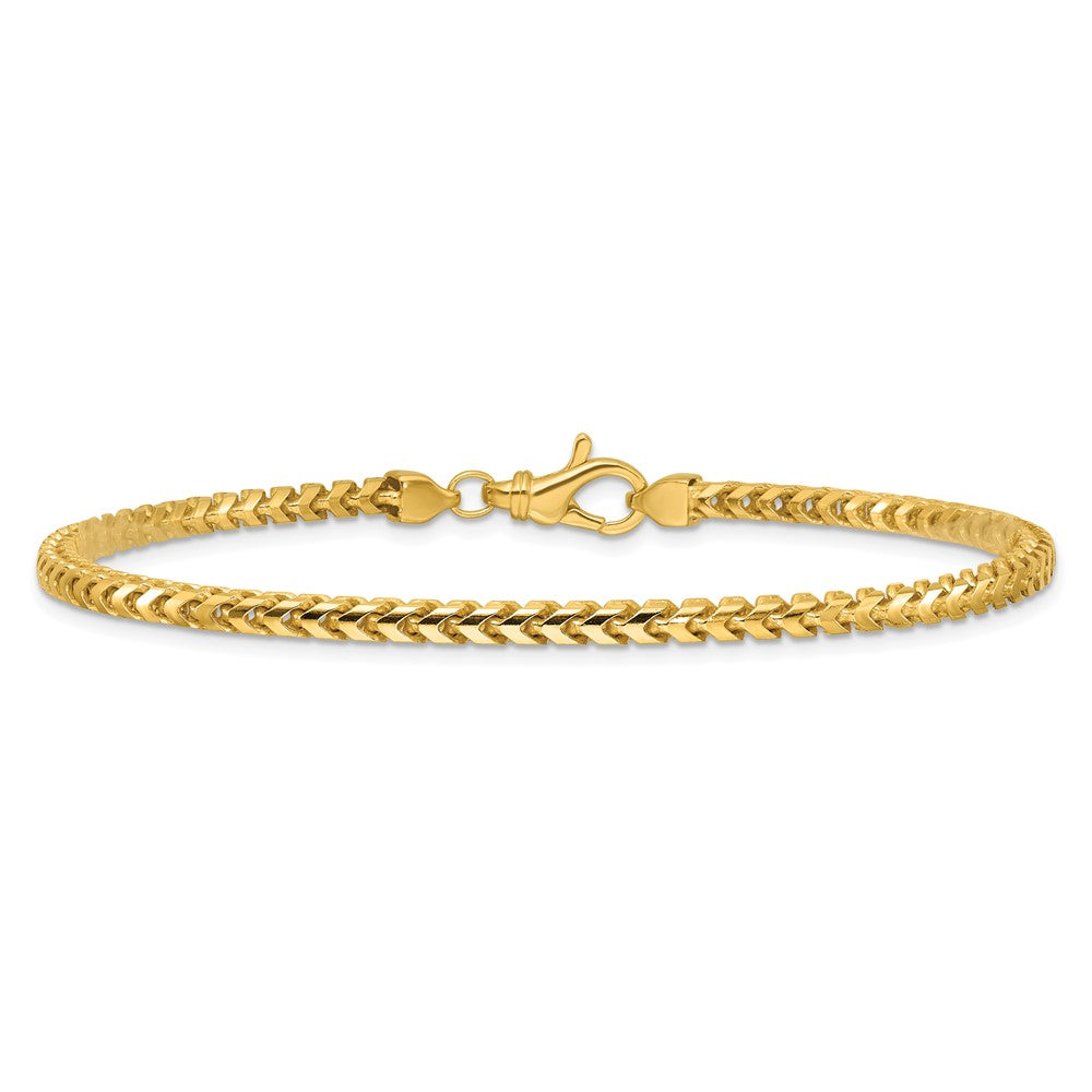 14K Gelbgold 3mm Franco mit Fantasie Karabinerverschluss Gliederarmband