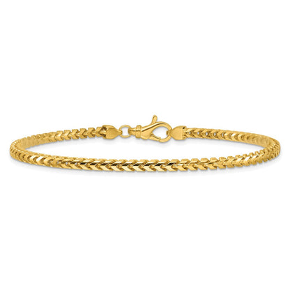 14K Gelbgold 3mm Franco mit Fantasie Karabinerverschluss Gliederarmband