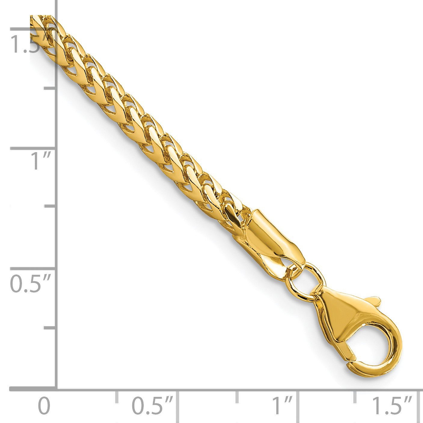 14K Gelbgold 3mm Franco mit Fantasie Karabinerverschluss Gliederarmband