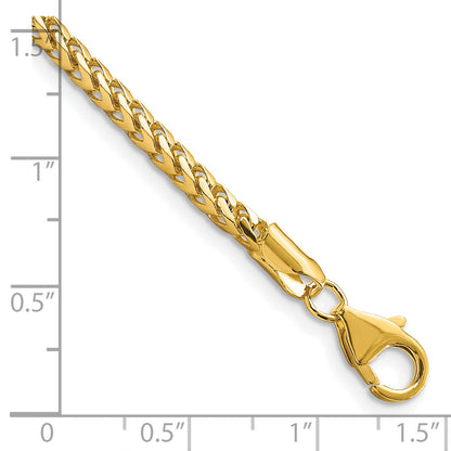 14K Gelbgold 3mm Franco mit Fantasie Karabinerverschluss Gliederarmband