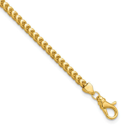 14K Gelbgold 3mm Franco mit Fantasie Karabinerverschluss Gliederarmband