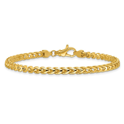14K Gelbgold 3.7mm Franco mit Fantasie Karabinerverschluss Kette Fußkettchen