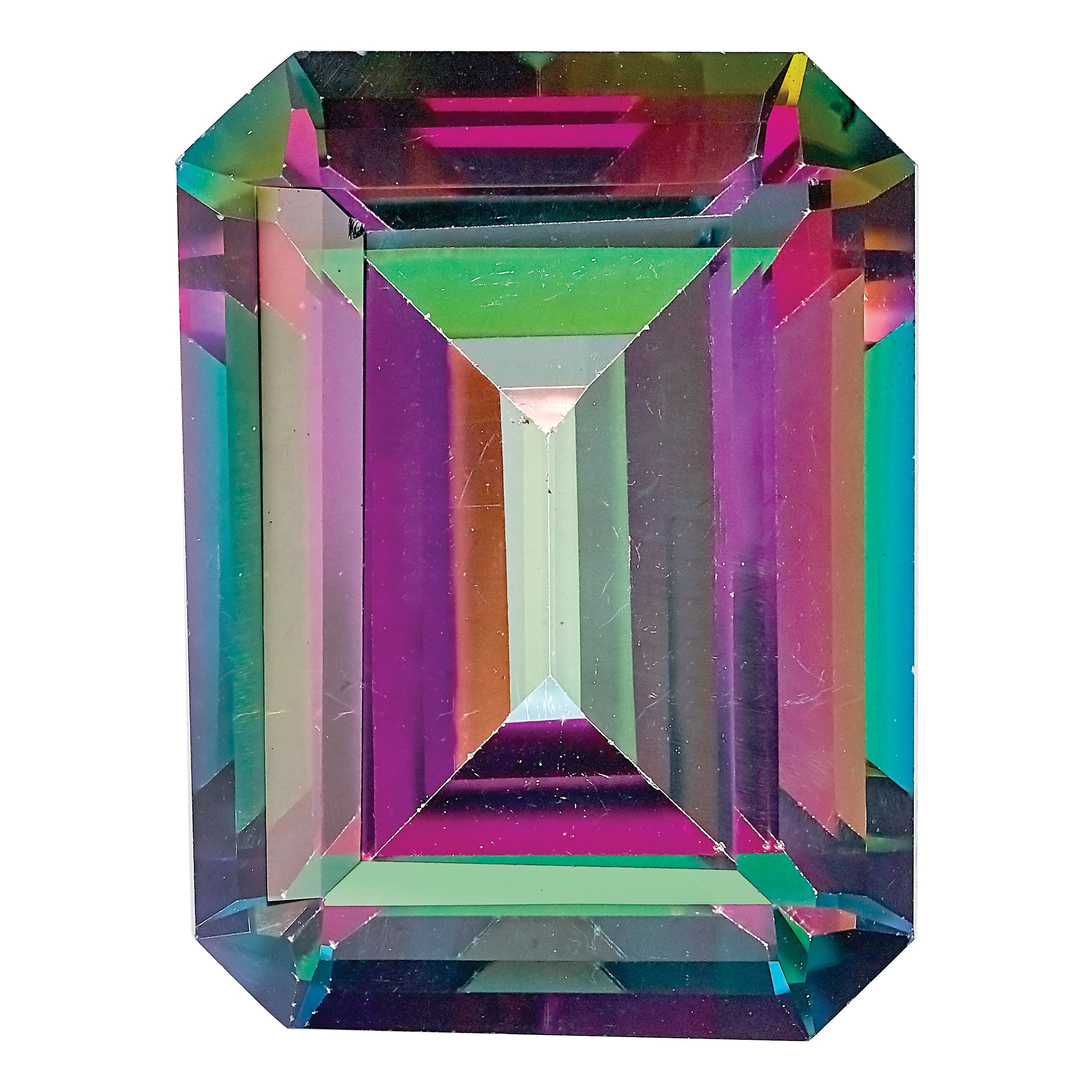 Edelstein Azotic Beschichtet Mystic Topas 12x10mm Smaragdschliff