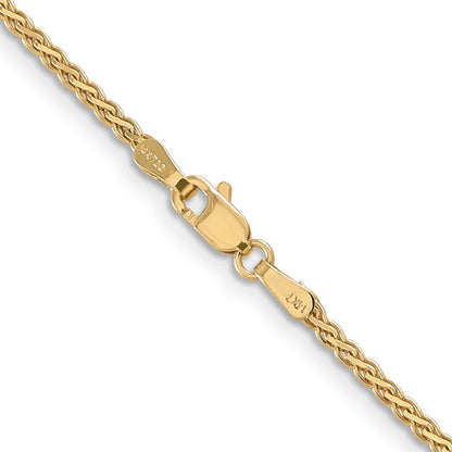 14K Gelbgold 1.9mm Flach Weizen mit Karabinerverschluss Halskette