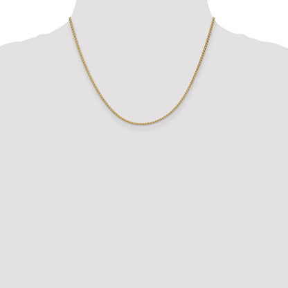 14K Gelbgold 1.9mm Flach Weizen mit Karabinerverschluss Halskette