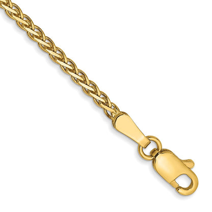 14K Gelbgold 1.9mm Flach Weizen mit Karabinerverschluss Gliederarmband