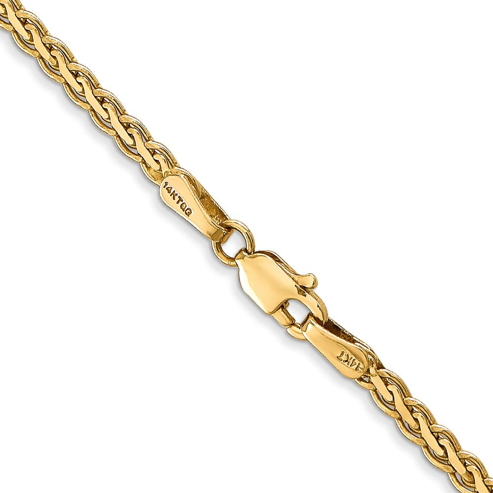 14K Gelbgold 2.4mm Flach Weizen mit Karabinerverschluss Halskette