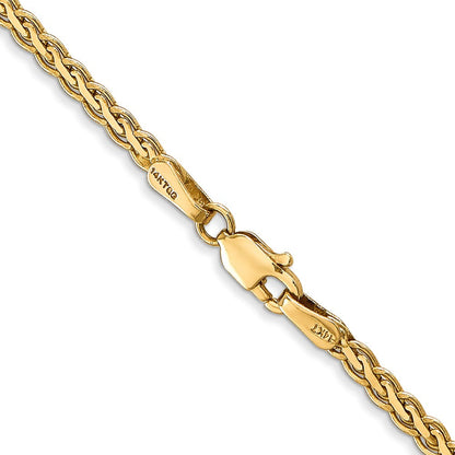 14K Gelbgold 2.4mm Flach Weizen mit Karabinerverschluss Halskette