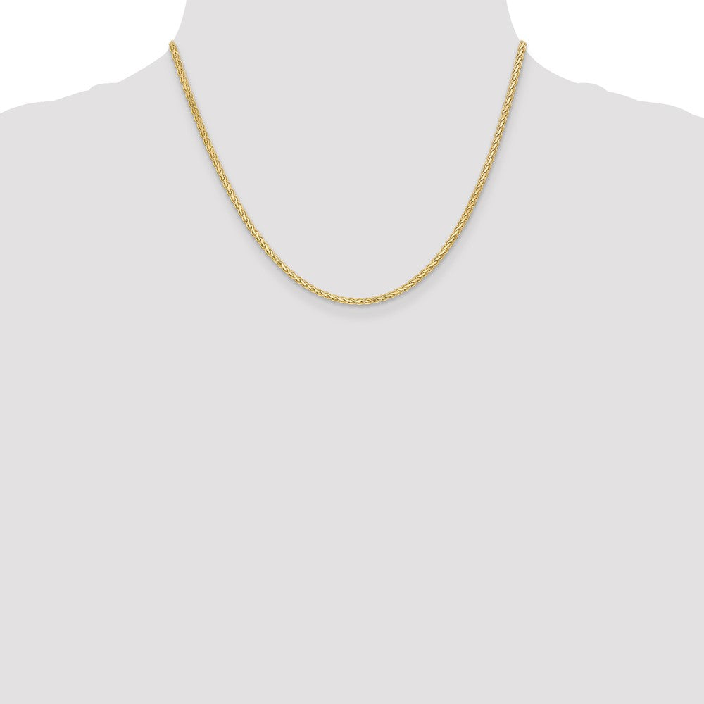14K Gelbgold 2.4mm Flach Weizen mit Karabinerverschluss Halskette