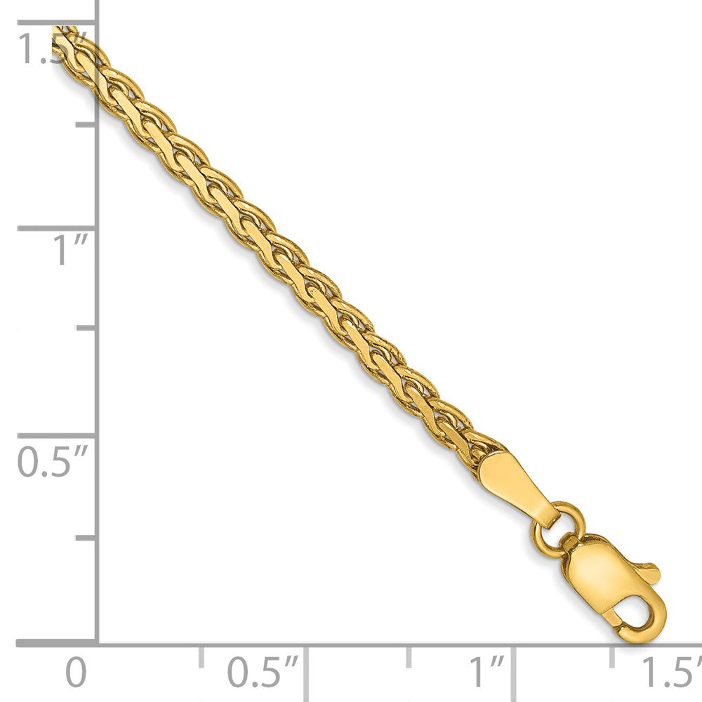 14K Gelbgold 2.4mm Flach Weizen mit Karabinerverschluss Gliederarmband