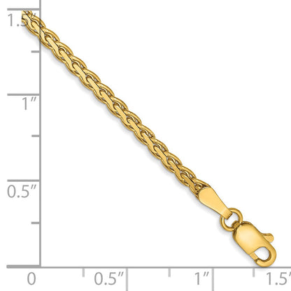 14K Gelbgold 2.4mm Flach Weizen mit Karabinerverschluss Gliederarmband