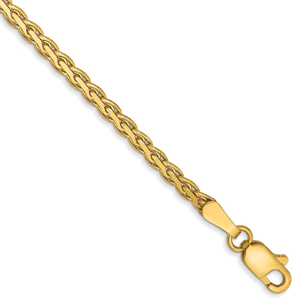 14K Gelbgold 2.4mm Flach Weizen mit Karabinerverschluss Gliederarmband
