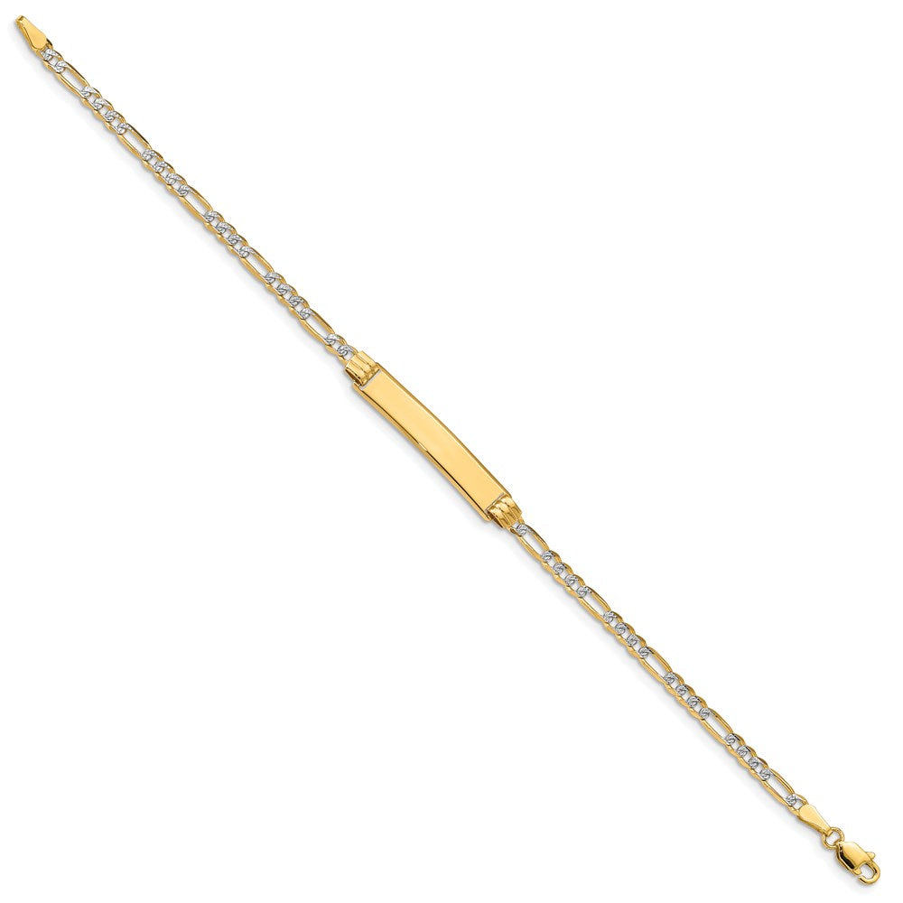 14K mit Rhodium Pavé Figaro Id Armband