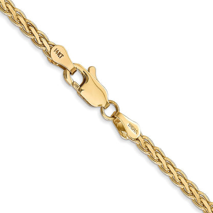 14K Gelbgold 2.8mm Flach Weizen mit Karabinerverschluss Halskette