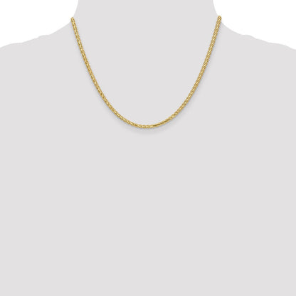 14K Gelbgold 2.8mm Flach Weizen mit Karabinerverschluss Halskette