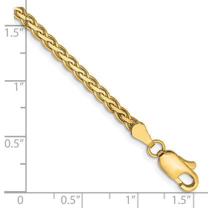 14K Gelbgold 2.8mm Flach Weizen mit Karabinerverschluss Gliederarmband