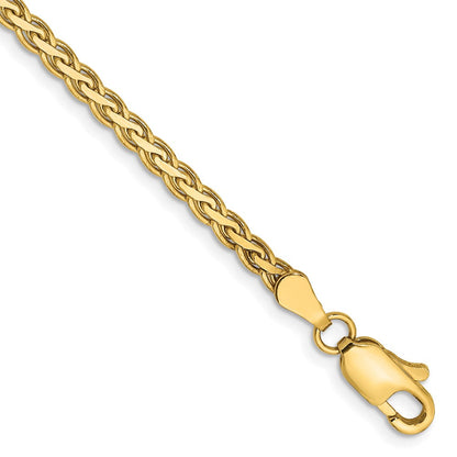 14K Gelbgold 2.8mm Flach Weizen mit Karabinerverschluss Gliederarmband