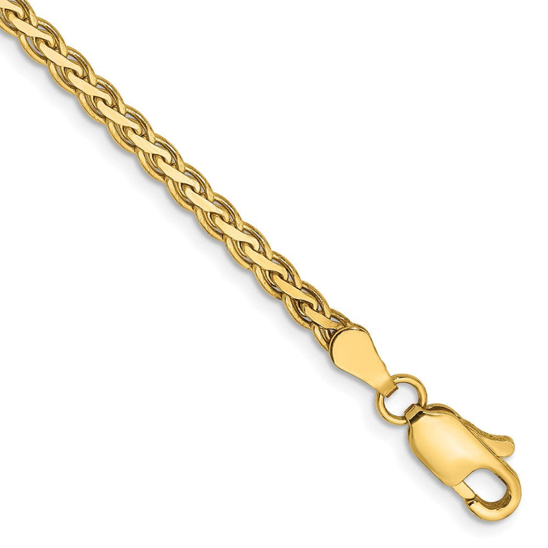 14K Gelbgold 2.8mm Flach Weizen mit Karabinerverschluss Gliederarmband