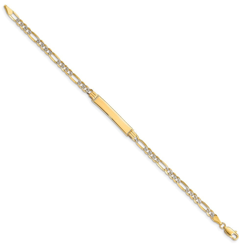 14K mit Rhodium Pavé Figaro Id Armband