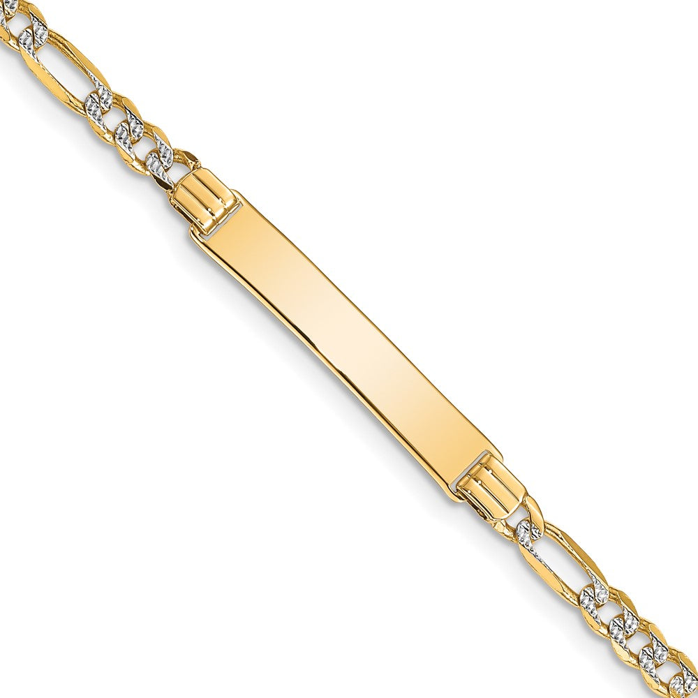 14K mit Rhodium Pavé Figaro Id Armband