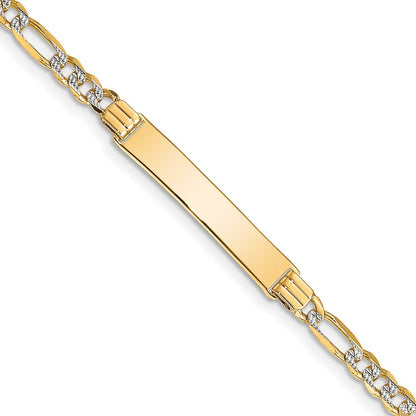 14K mit Rhodium Pavé Figaro Id Armband