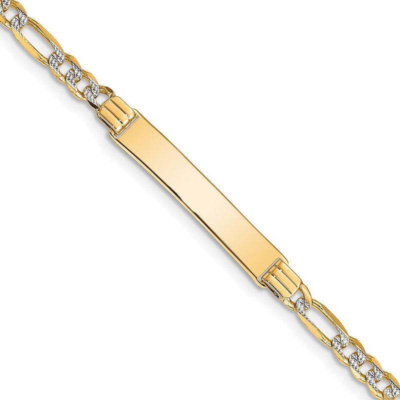14K mit Rhodium Pavé Figaro Id Armband