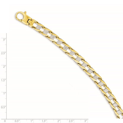 8.5 Zoll 14K Bicolor 7.5mm Hand-polished Fantasieglieder Armband