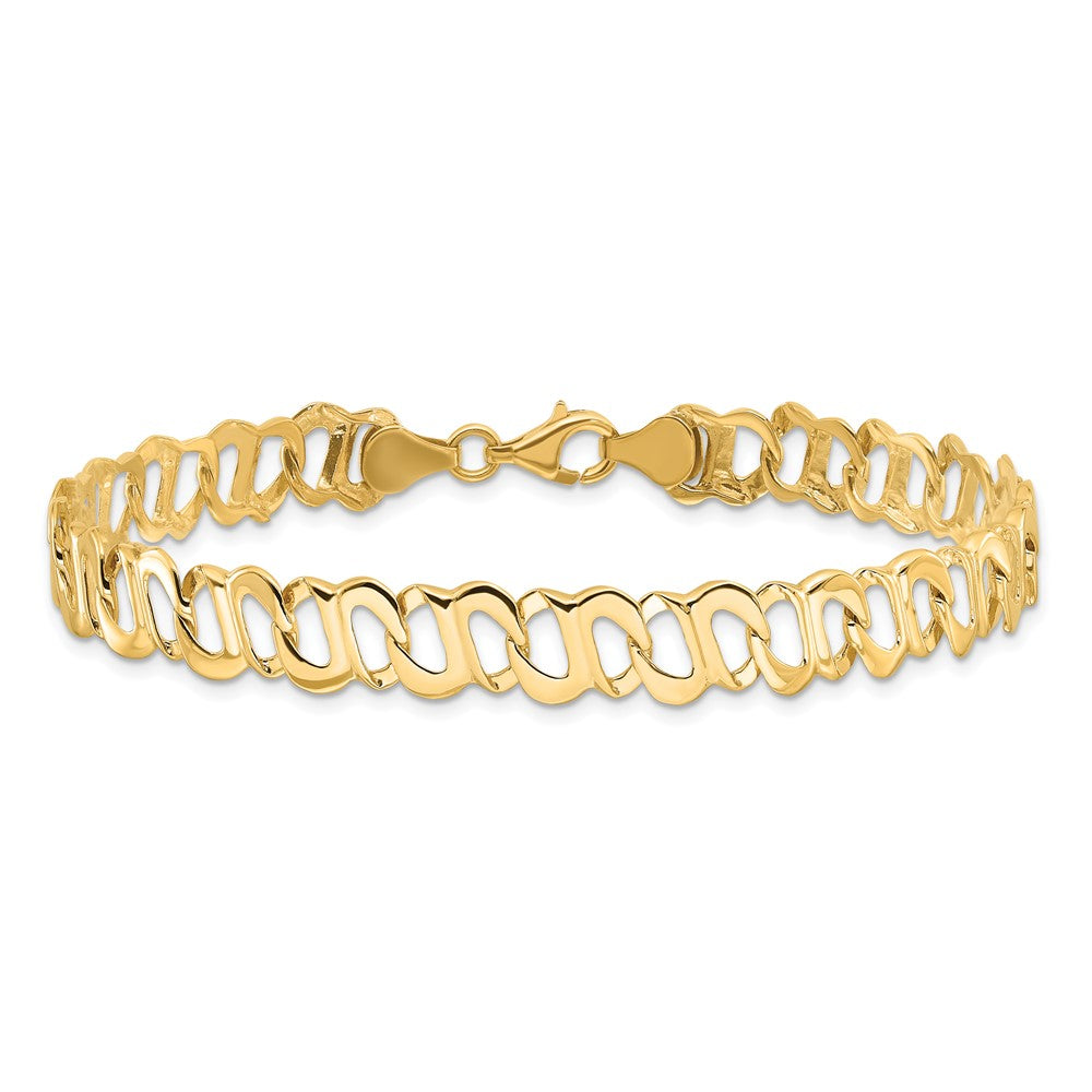 8.75 Zoll 14K Poliert Fantasieglieder Armband