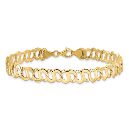 8.75 Zoll 14K Poliert Fantasieglieder Armband